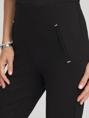 Chico’s So Slimming Trim Detail Ankle Pants Black Size 1.5R (US 10) NWT